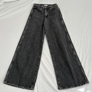 Wrangler Worldwide 661 High Rise Womens Fits 24x28 Wide Leg Jeans Distressed